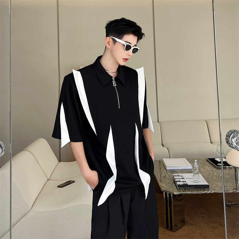 Chemise à manches courtes de couleur contrastée