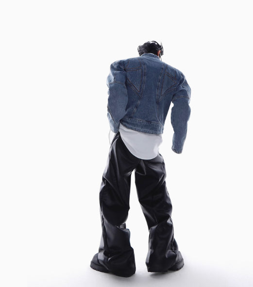 American Style Short Denim Coat For Men Spring And Autumn