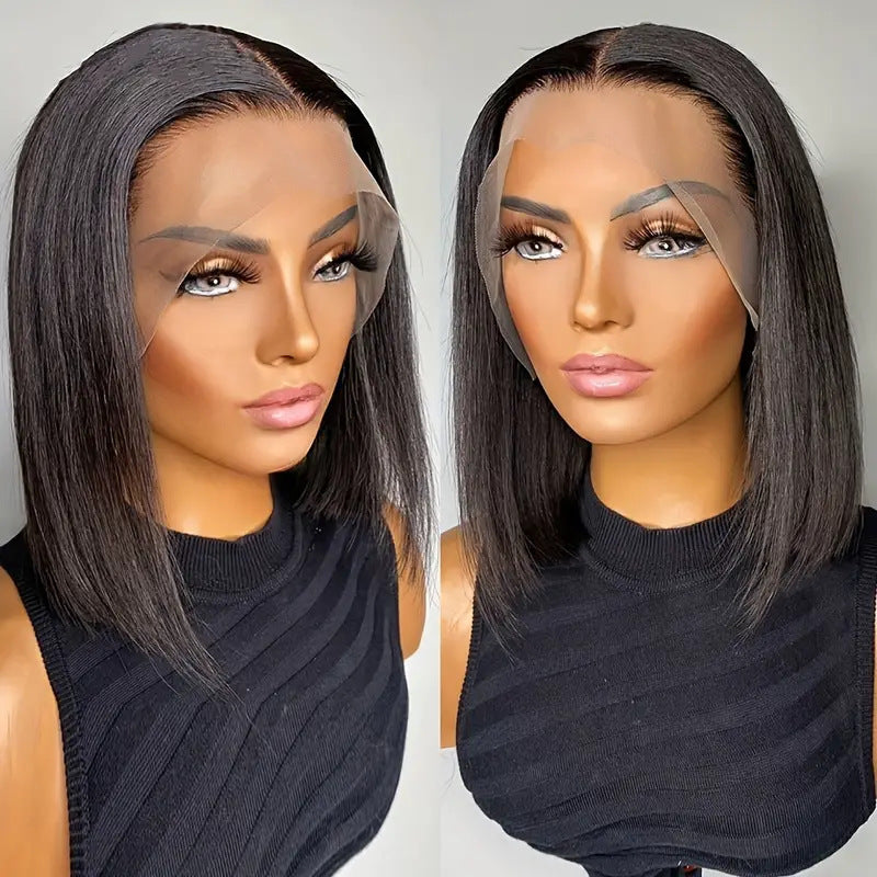 Short Bob Wig Front Lace - Bobhaircut Black Short Straight Hair Full-head Wig