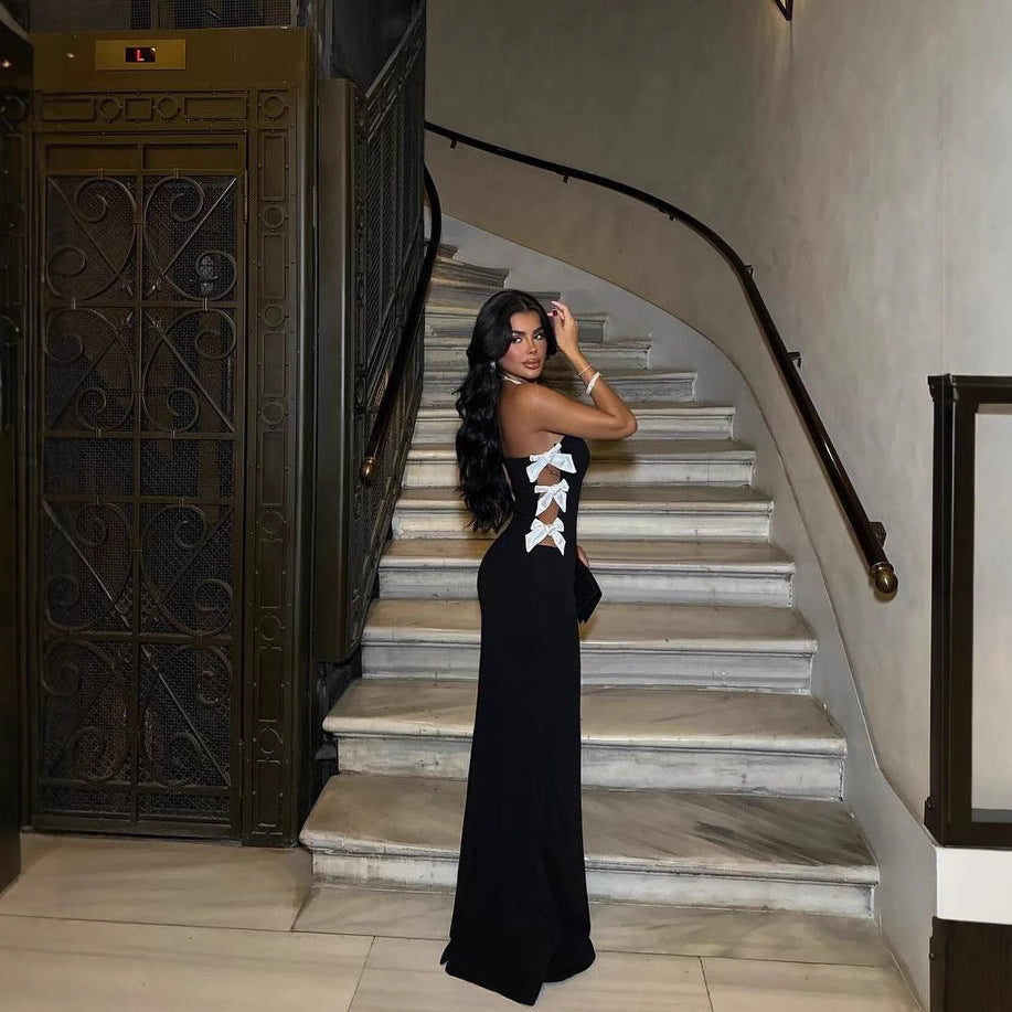 Off-shoulder Collar Off-shoulder Slim-fit Flattering Hollow Dress