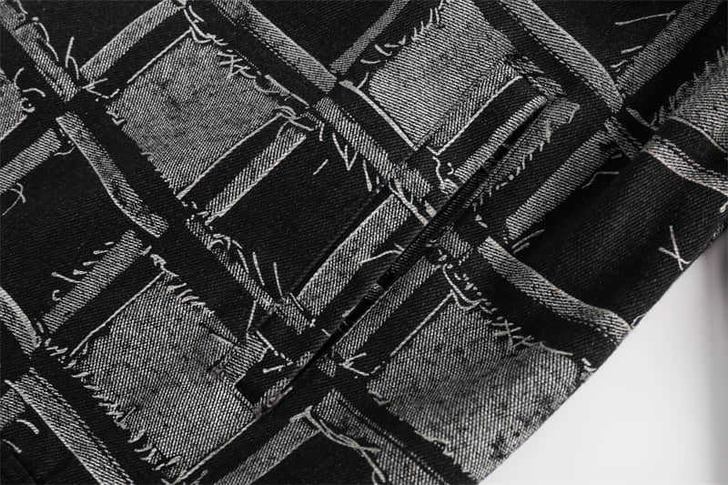 Veste en jean à carreaux