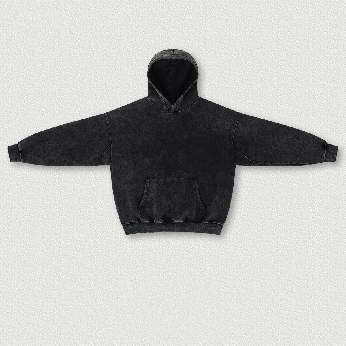 Washed And Worn Padded Hooded Sweatshirt