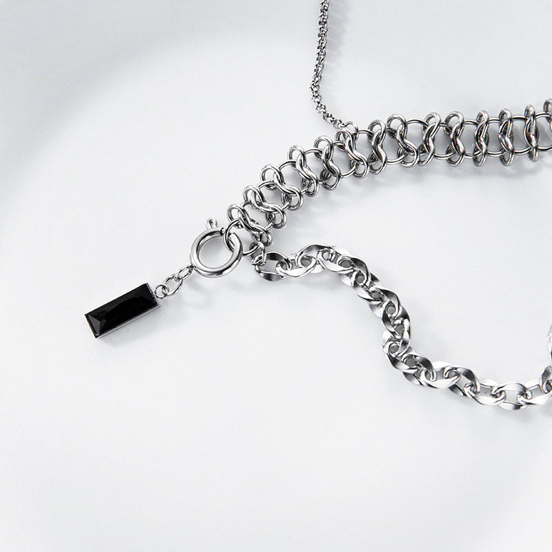 Black Gem Detachable Design Necklace