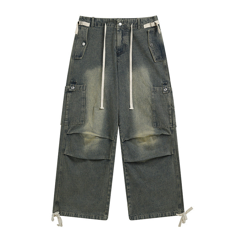 High Street Vintage Crumpled Tooling Wide-leg Jeans