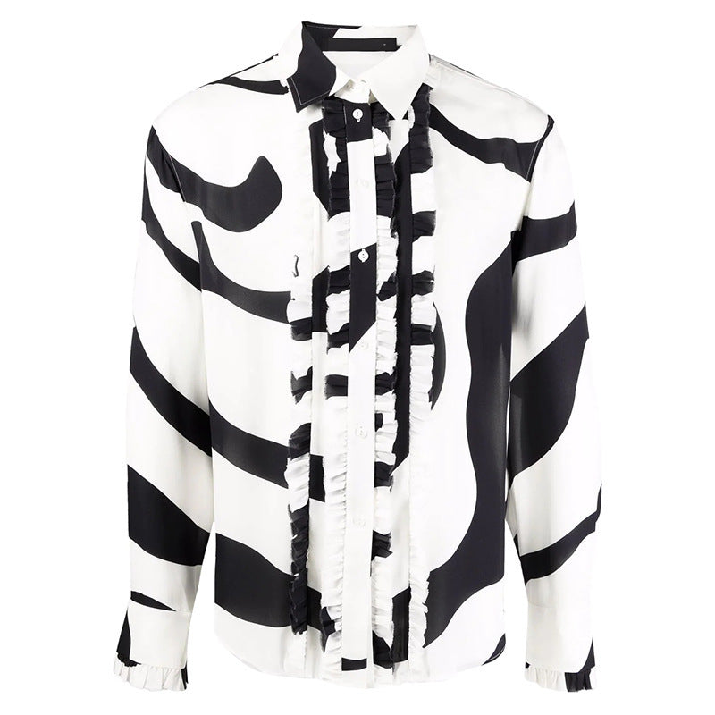 Long Sleeve Striped Printed Casual Shirt