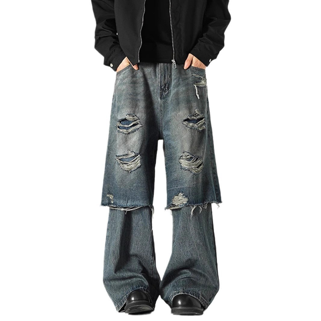 American Street Fake Two-piece Jeans