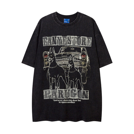 Doberman Pinscher Distressed Printed Short Sleeve Men
