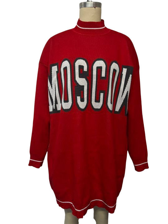 American Street Style Round Neck Contrast Color Letter Sweater