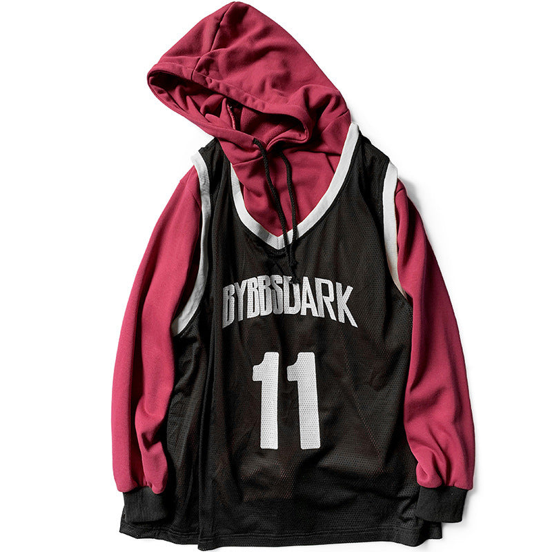 gilet de printemps faux deux-pièces à capuche