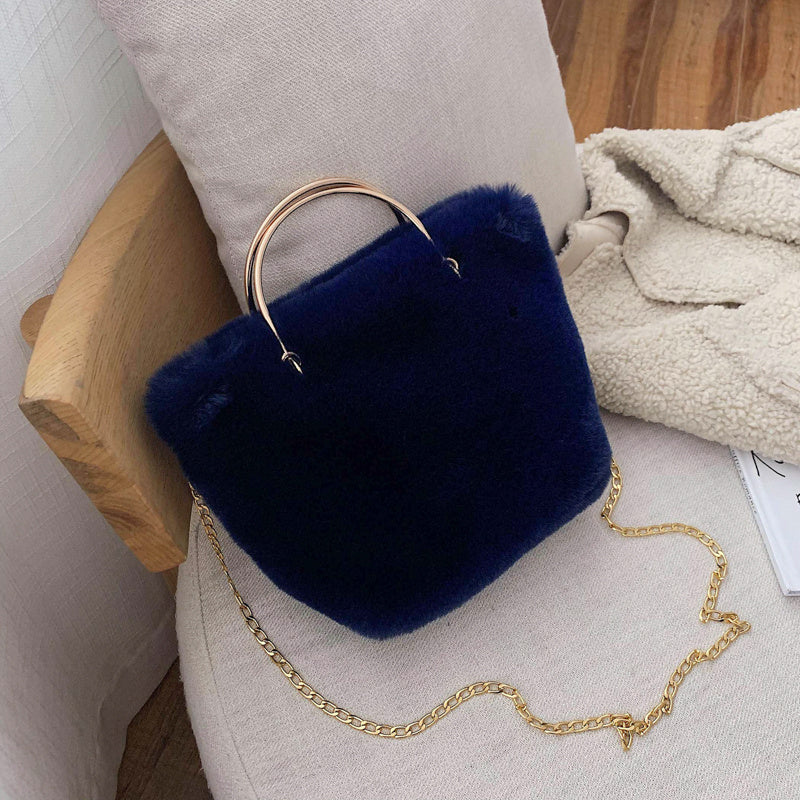 Fashion chain Plush straddle shoulder bag