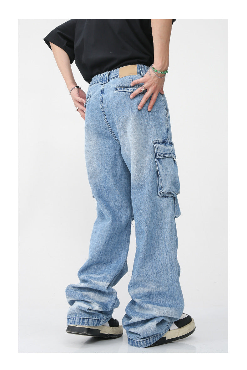 Four Seasons New Hip Hop Trend Gongda Workwear With Pocket Jeans