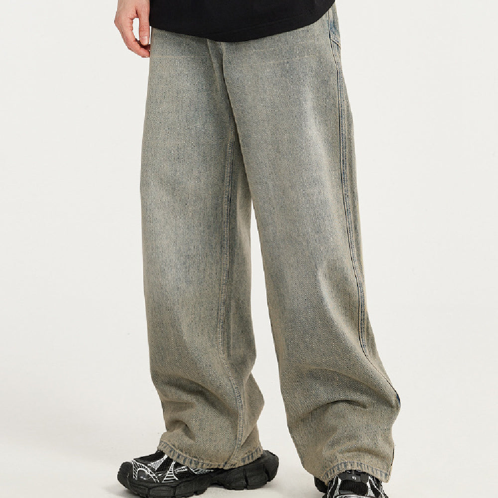 Loose Light Blue Washed Wide-leg Jeans