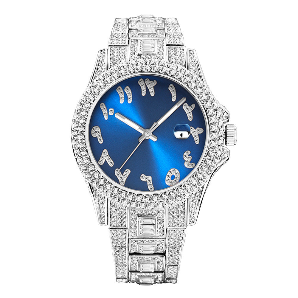 European And American Hip Hop Diamond Full Diamond Business Men's Waterproof Quartz Watch