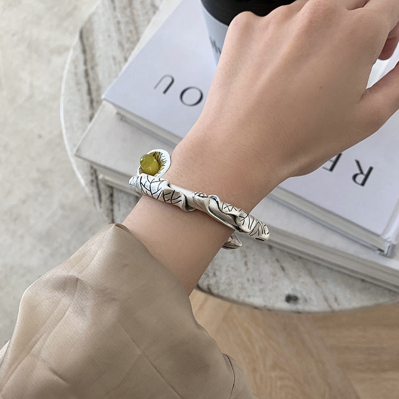 Bracciale vintage in argento tailandese con fiori