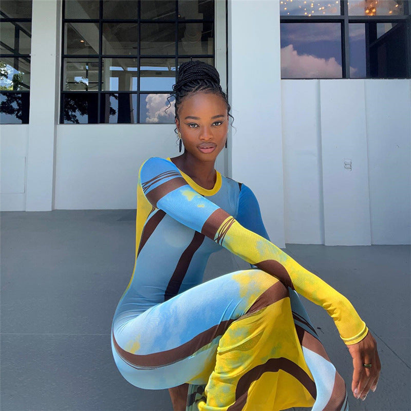 Abito a portafoglio slim fit con stampa a righe in rete e prospettiva