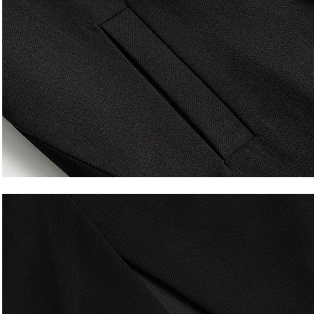 Manteau mi-long en laine, ample et rembourré, à épaules dénudées et patchwork