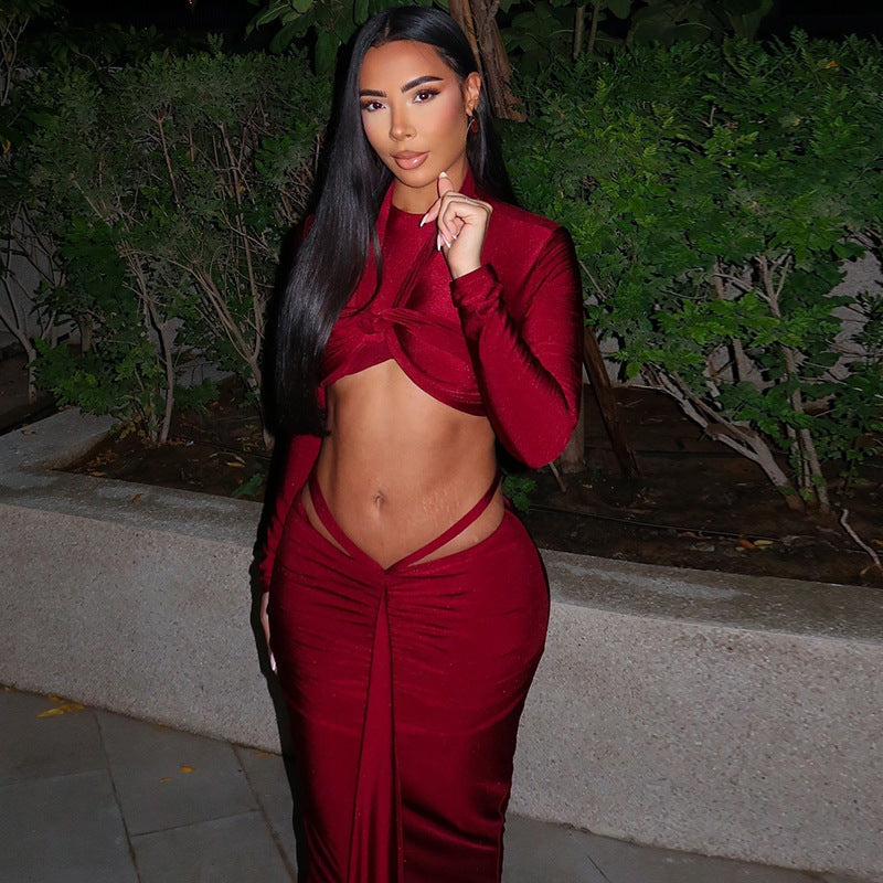 Costume tendance à manches longues et col rond