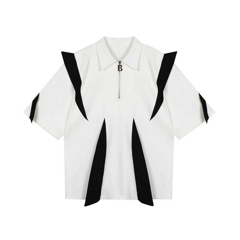 Chemise à manches courtes de couleur contrastée