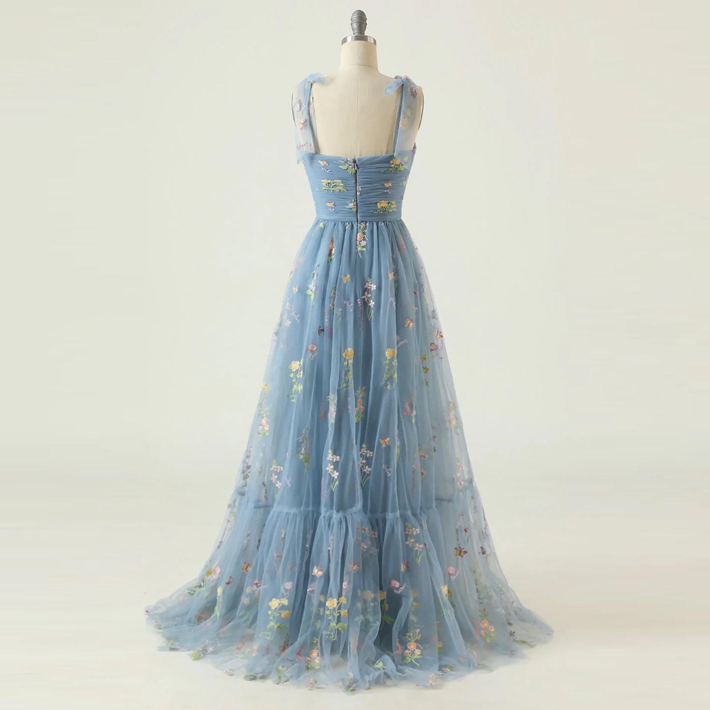 Small Tail Strap Floral Holiday Long Dress