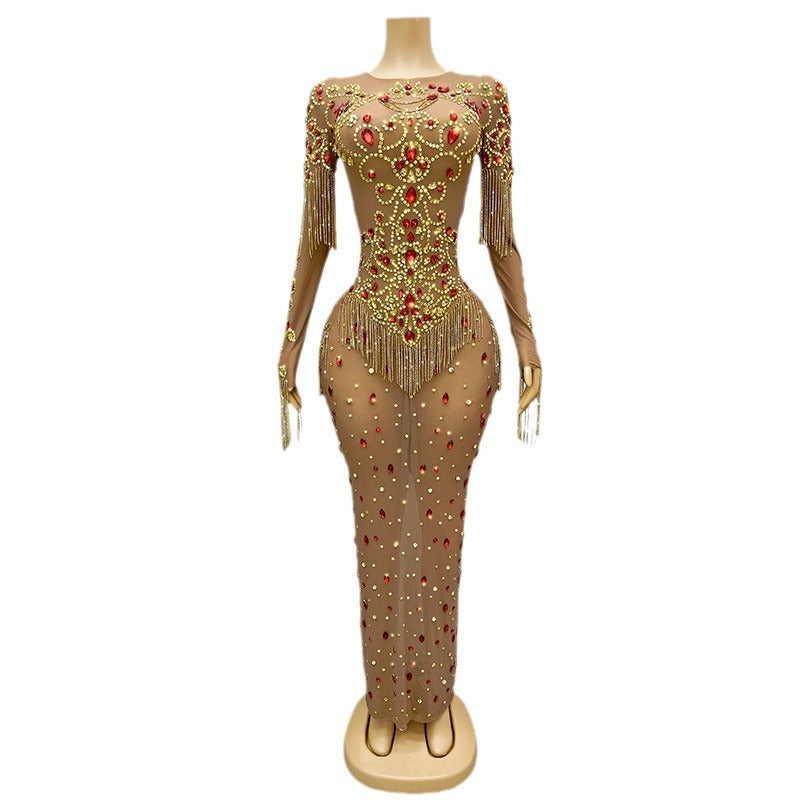 Mesh Micro Transparent Luxury Elegant Birthday Party Ball Performance Costume