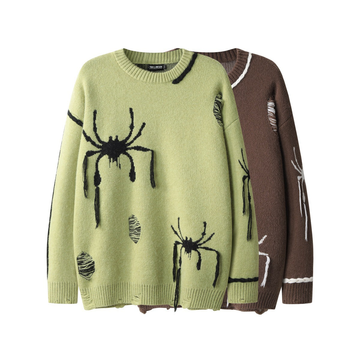 High Street Spider Jacquard Burr Contrast Color Rope Knitted Sweater
