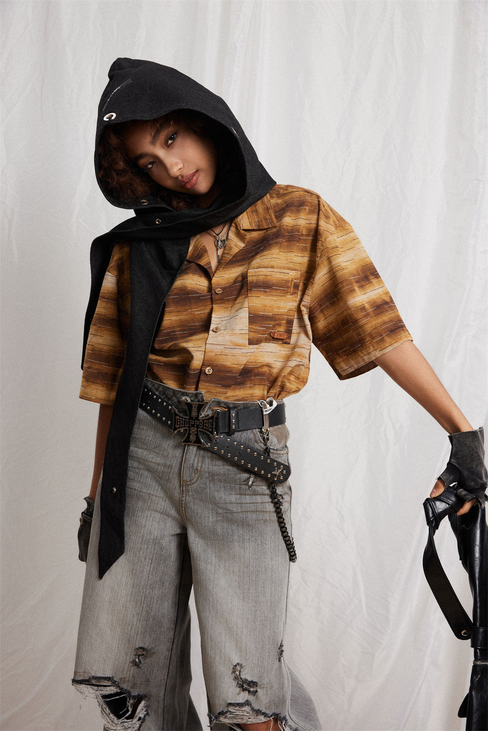 Gradient Striped Short-sleeved Shirt For Men