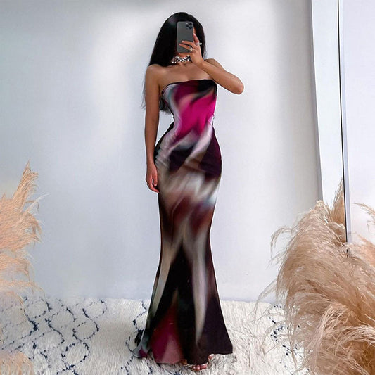 Fashion Printed High Waist Dress