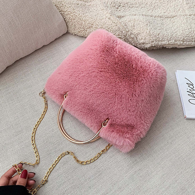 Fashion chain Plush straddle shoulder bag