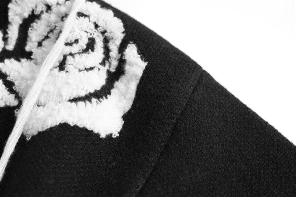 Pull col rond à franges en jacquard rose pour homme