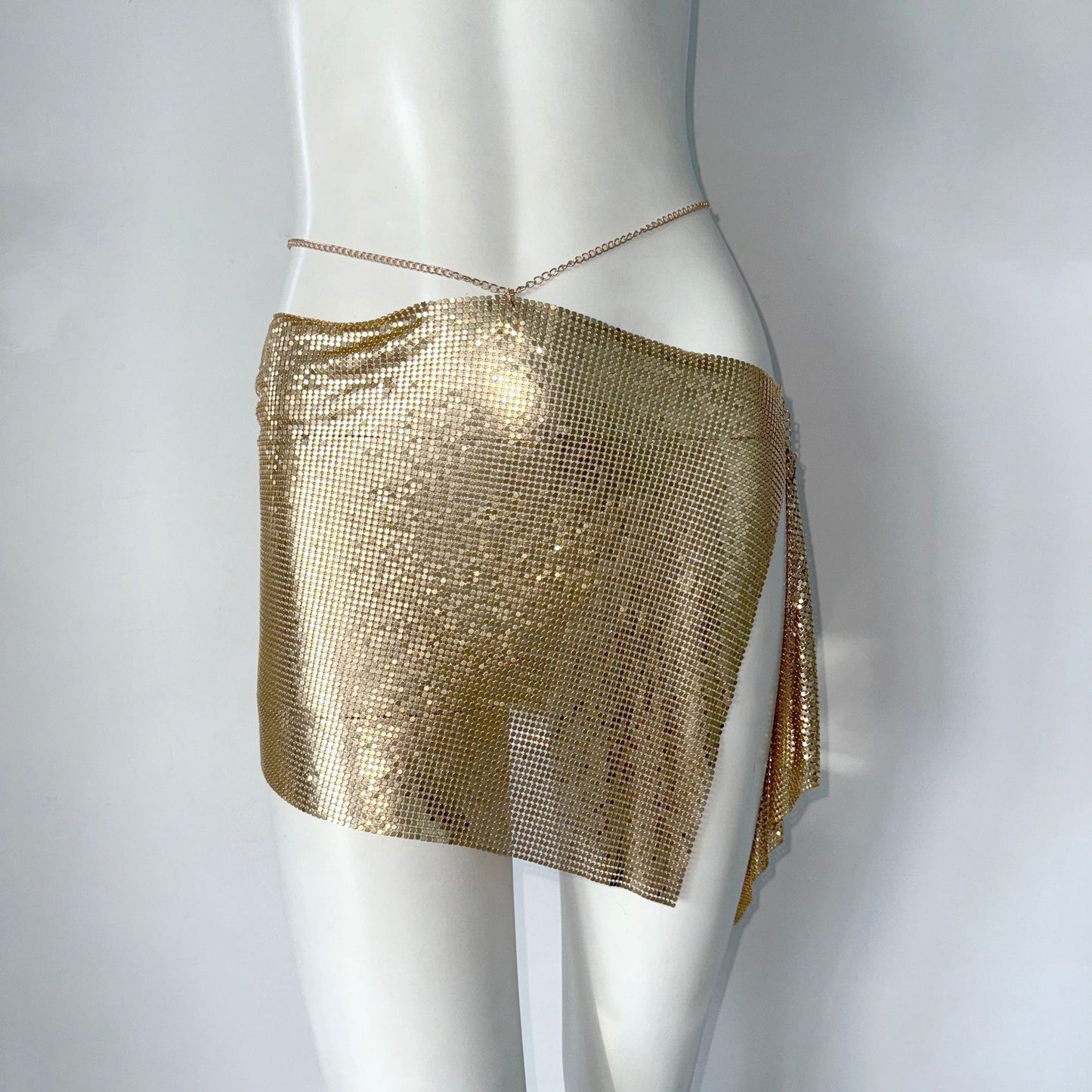 Metal Sequins Skirt Irregular