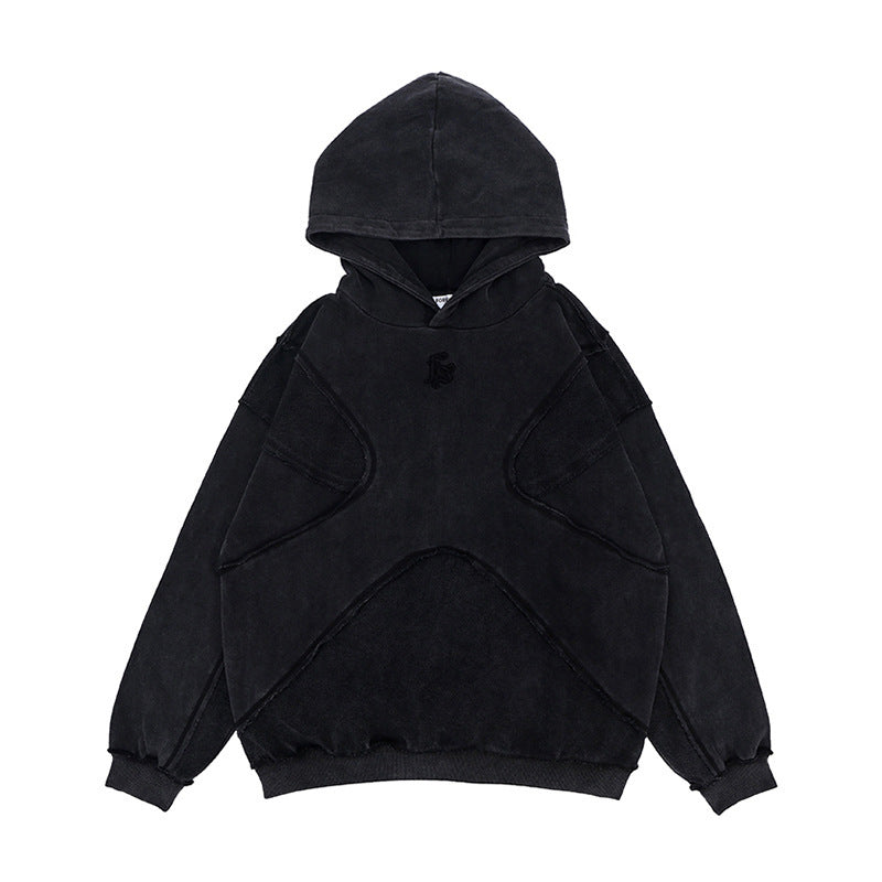 Trendy Brand Personality Reverse Car The Craft Of Design Solid Color High Street Hooded Sweater