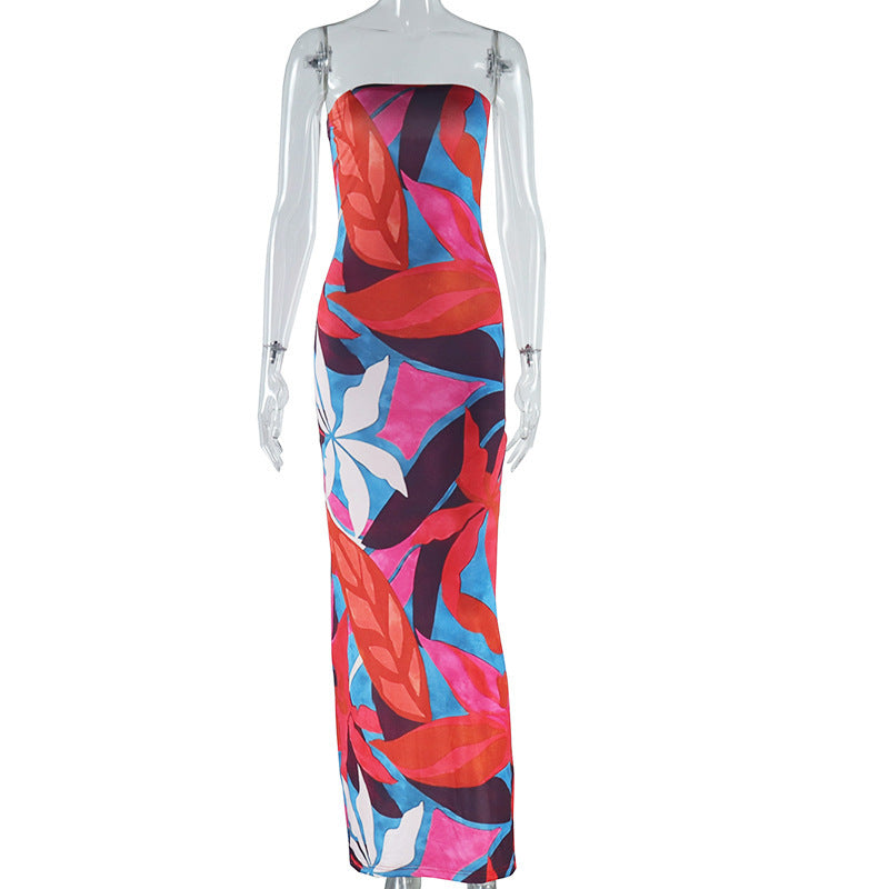 Fashion Printed Dress Chest Wrap