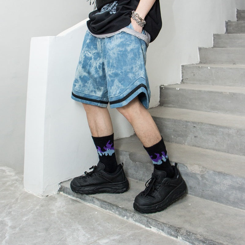 Short en jean teint à l'eau de Javel