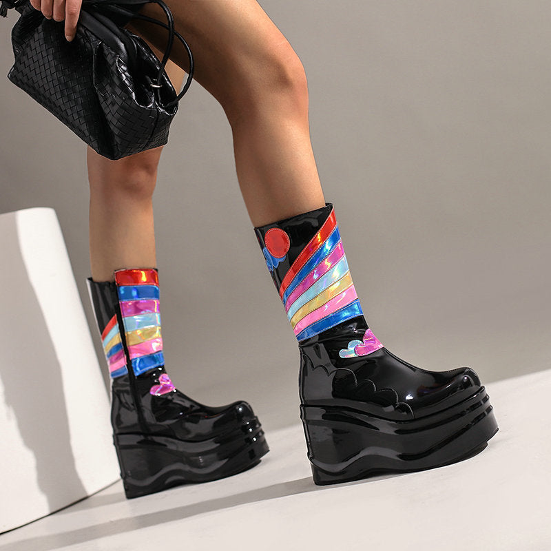 Fashion Platform Knee-high Punk Side Zipper Boots
