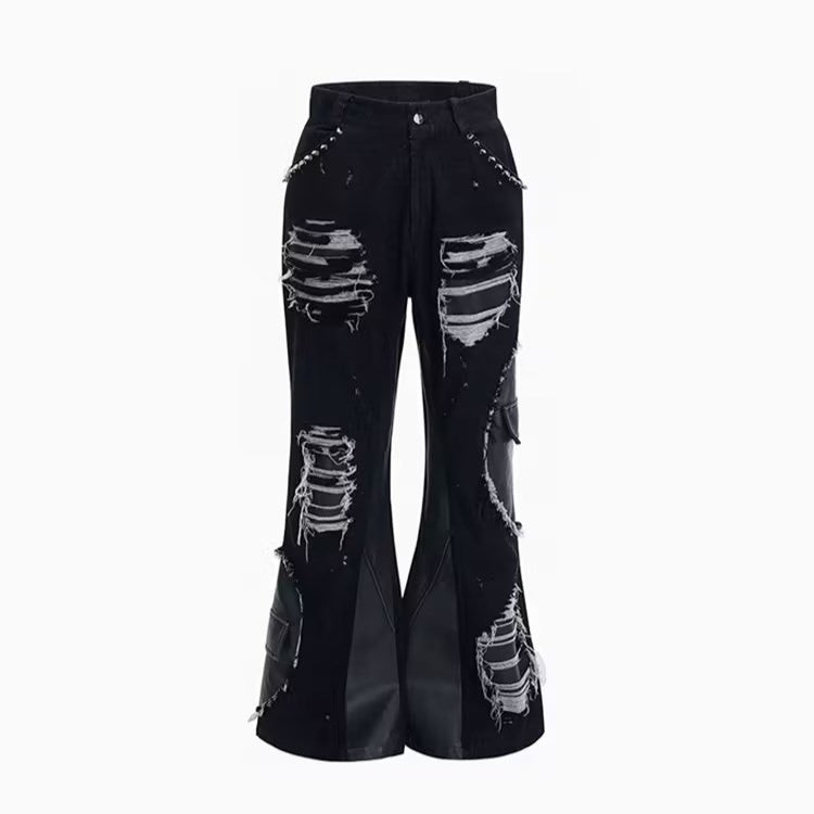 Jean skinny rétro à rivets et coutures apparentes