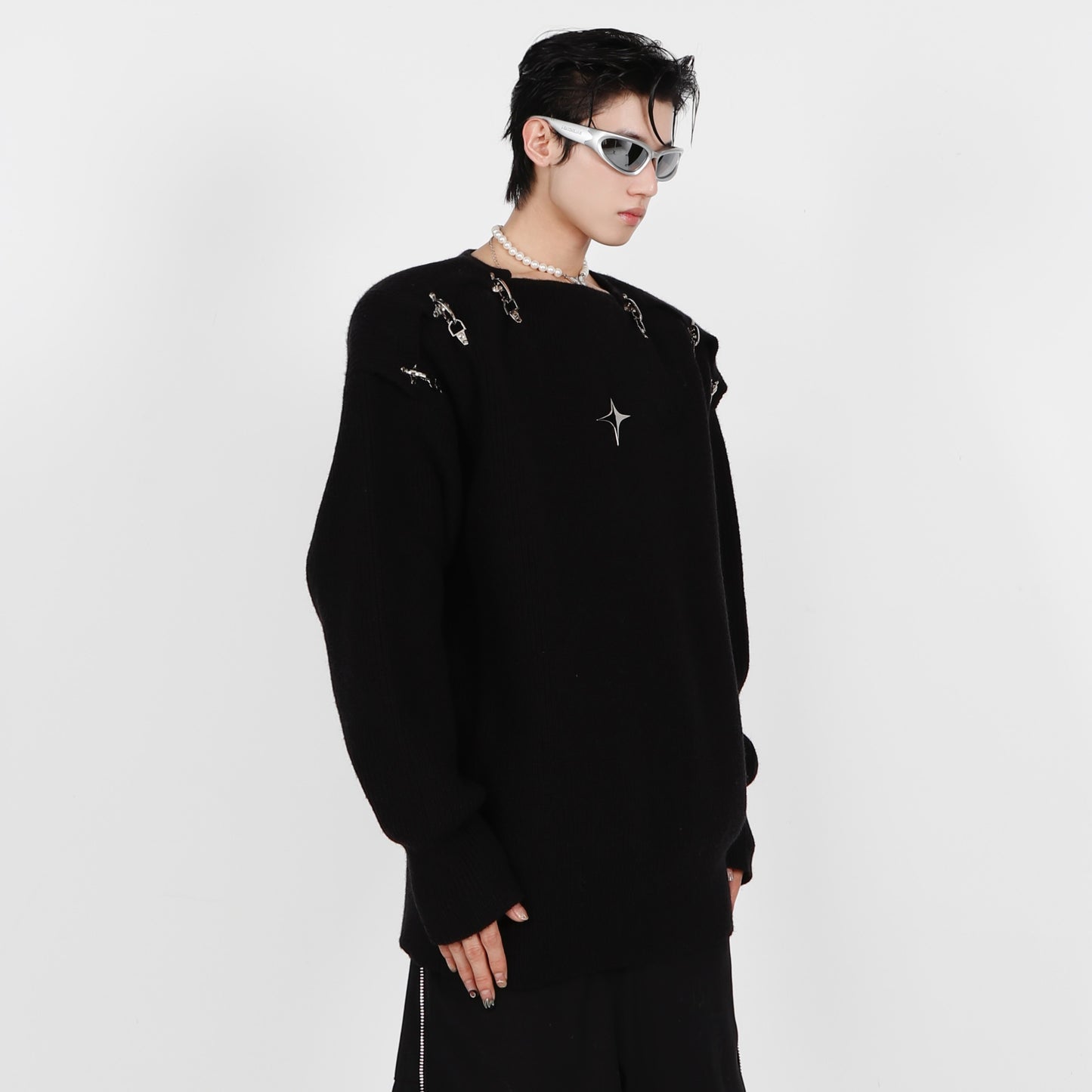 Pull en maille irrégulière en métal