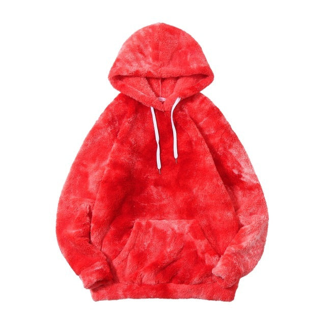 New Pullover Tie-dye Plush Hooded Sweater