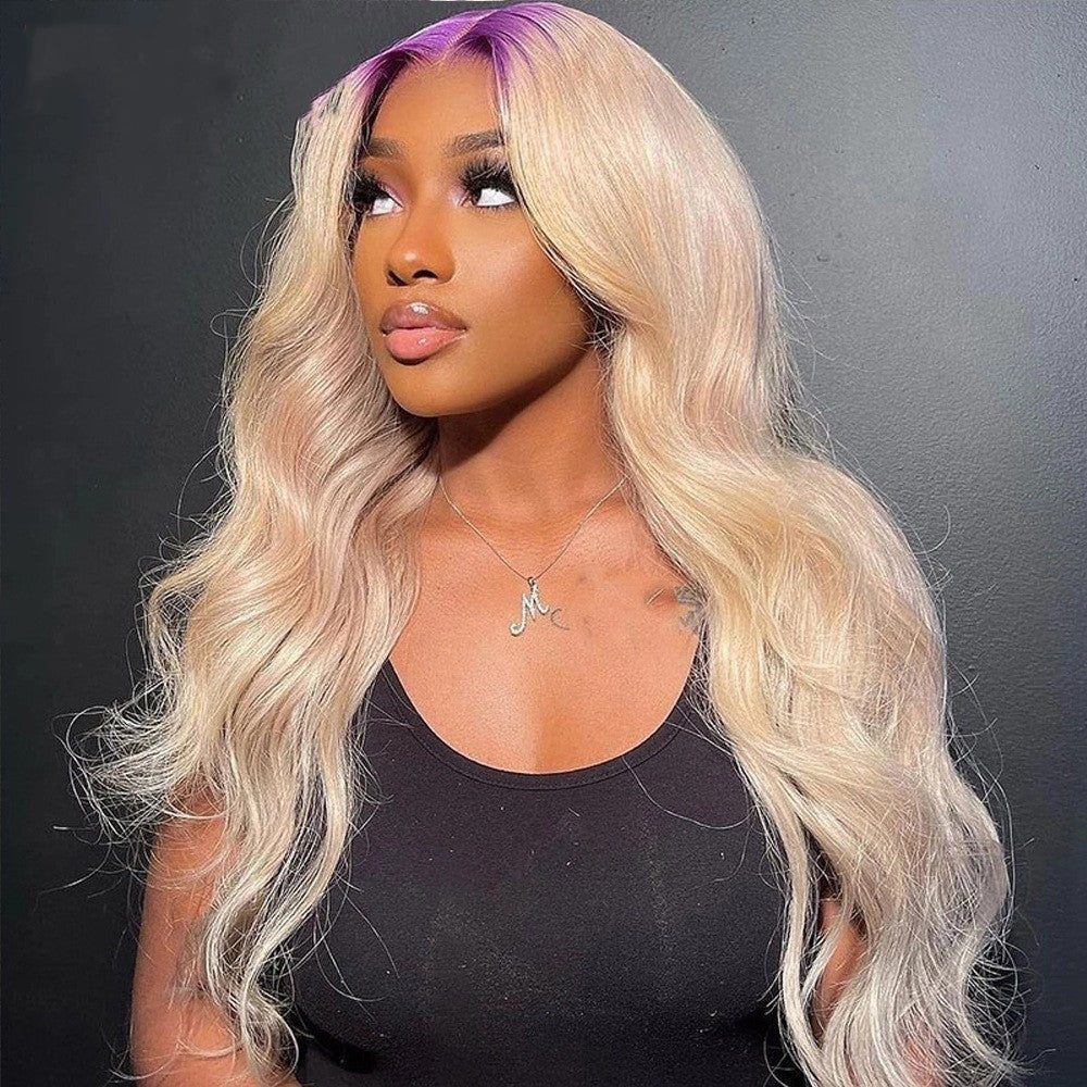 Parrucche umane viola con radice semplice tinta