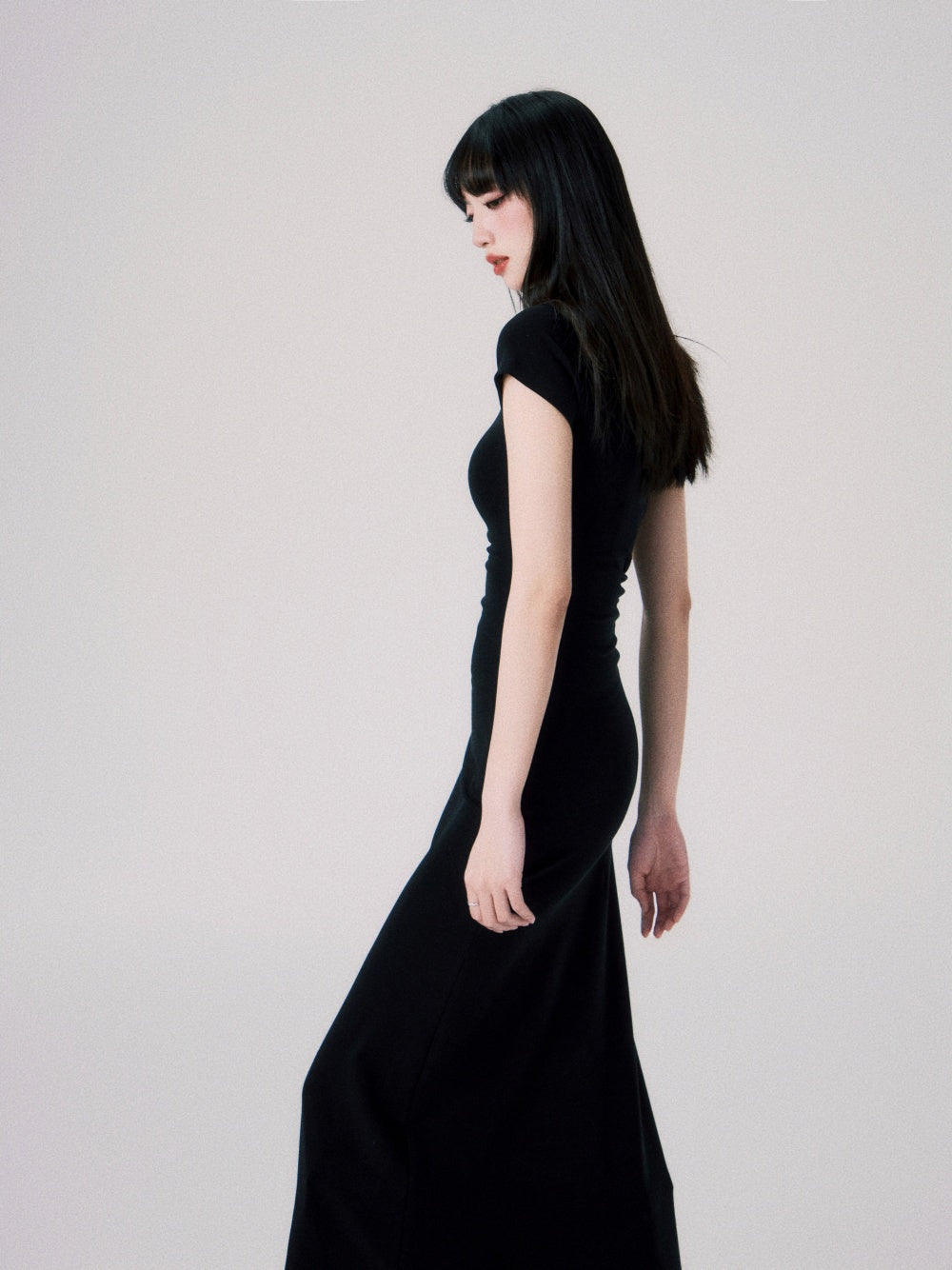 Mid-collar Short Sleeve Dress Women's Slim Knit Dress