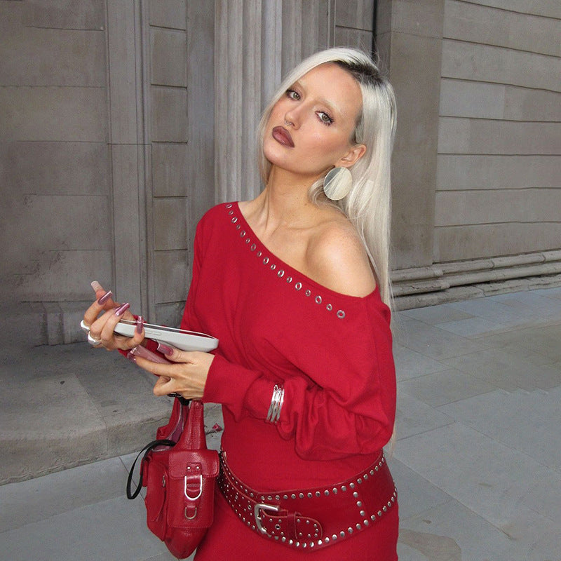 Fashionable Shoulder Long Sleeve Dress