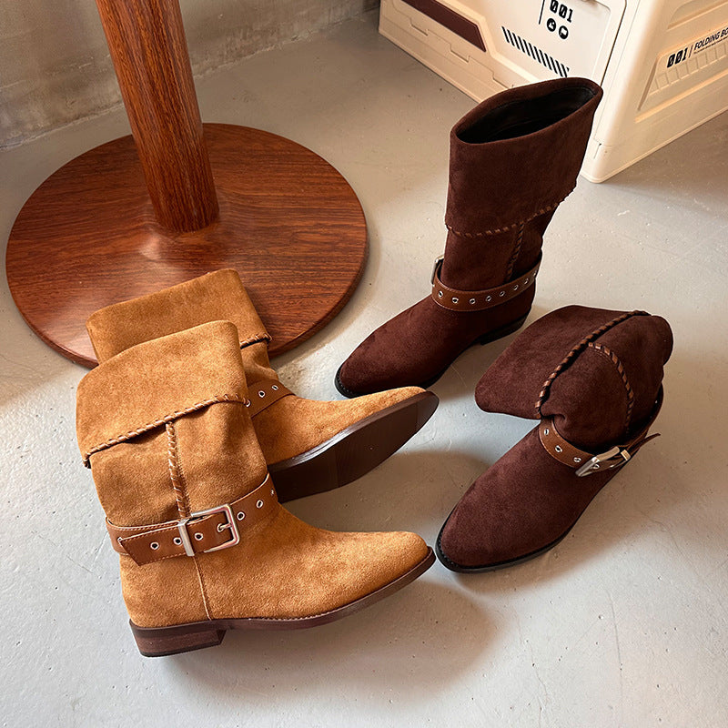 Western Denim British Style Knight Boots Leisure