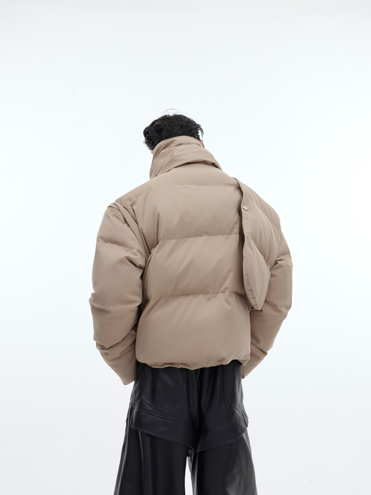 White Duck Down Stand-up Collar Down Jacket Scarf Design Short Thickened Coat