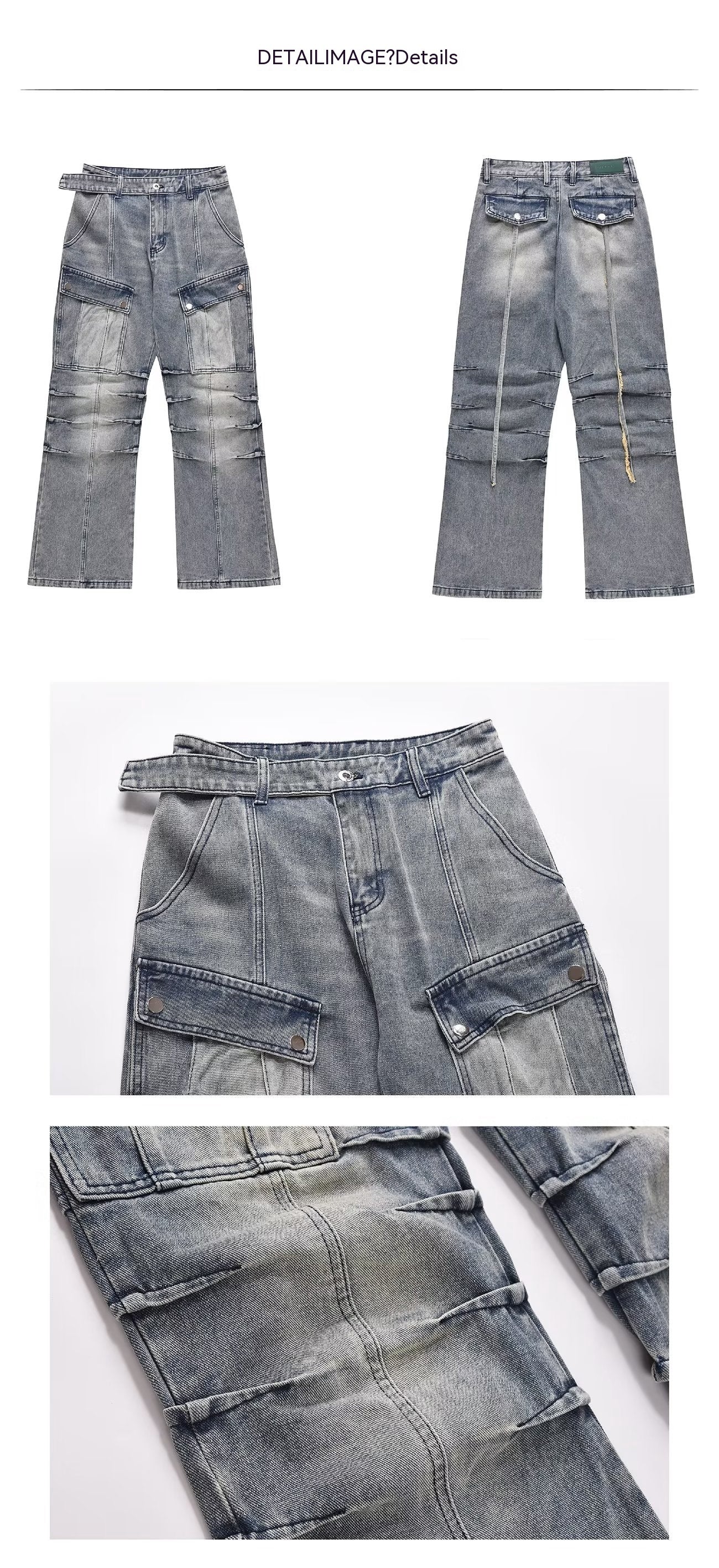 Jean ample délavé style rétro américain High Street Workwear