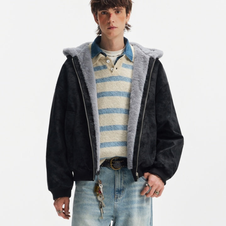 Veste d'hiver en coton à capuche, chaude et épaisse, avec col en fourrure.