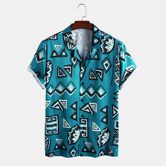 Chemise ample à manches courtes imprimée tendance