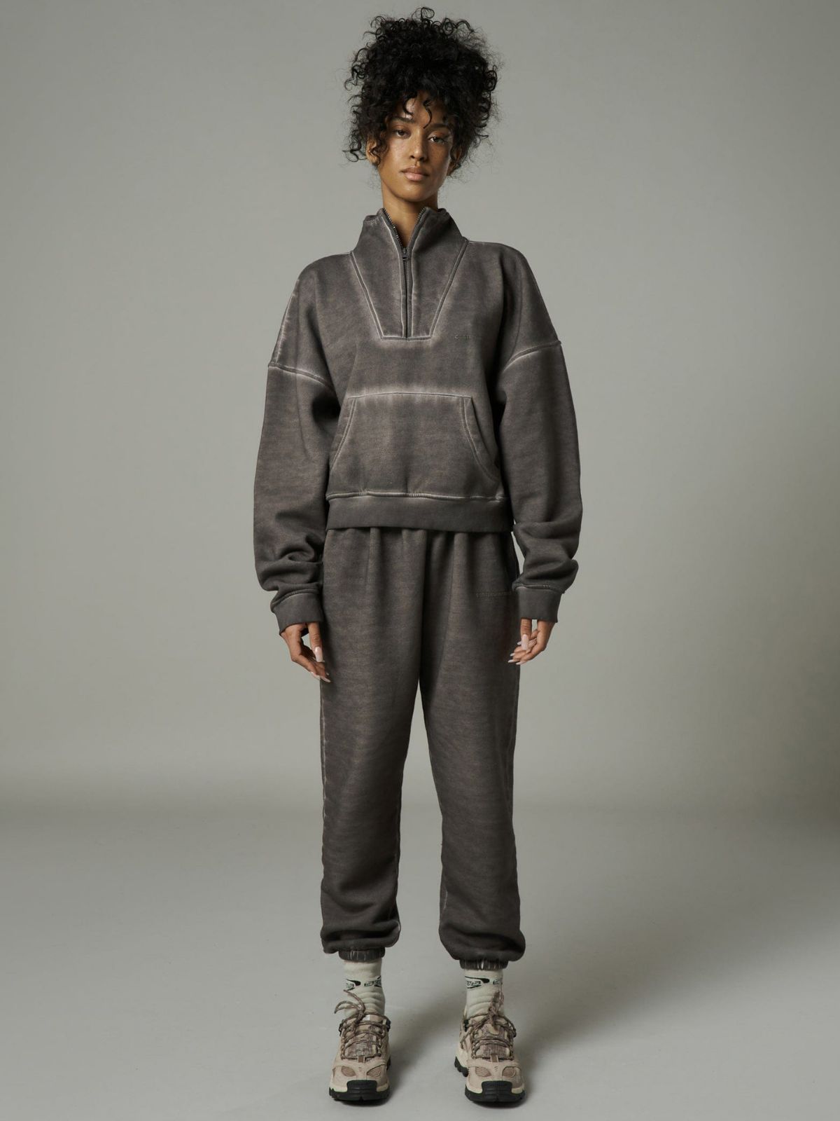 Fashionable All-match Loose Distressed Half Zipper Jacket