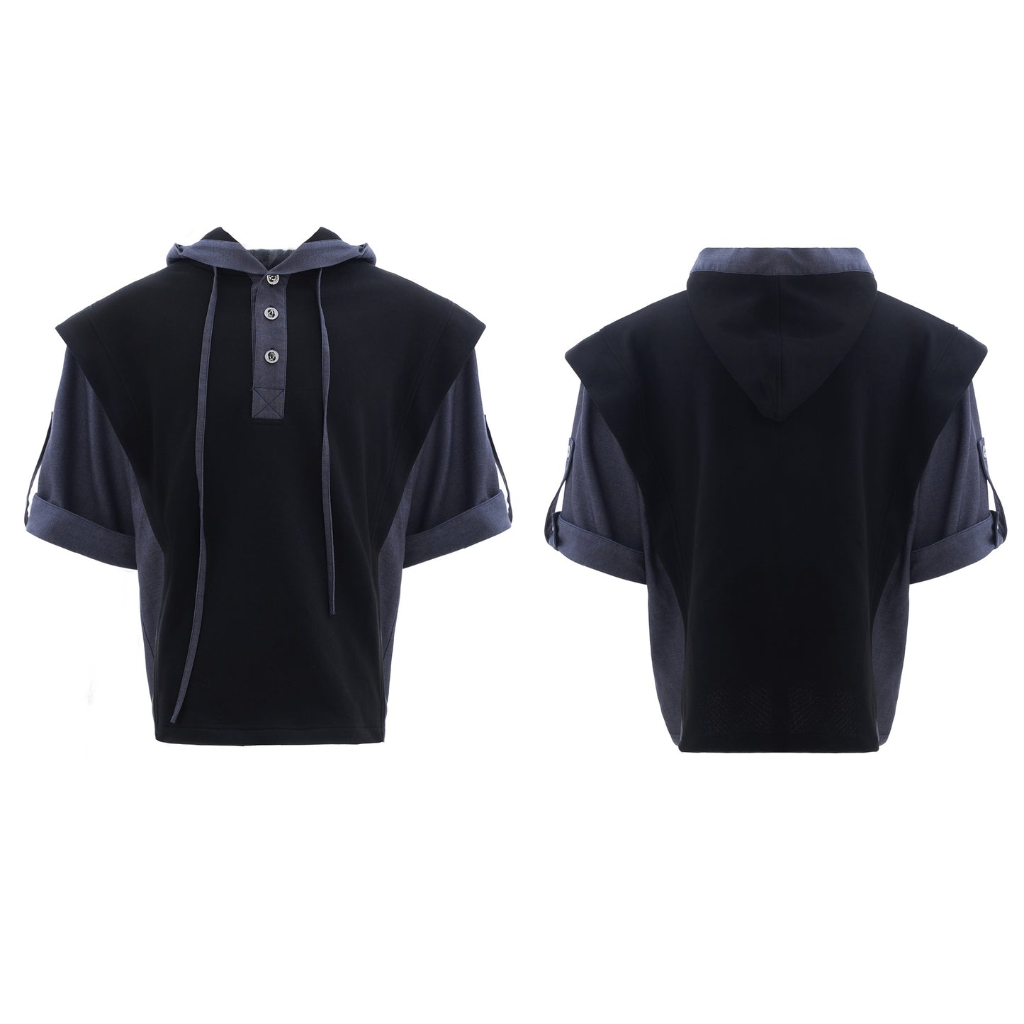 Hooded Three-dimensional Stitching Short Sleeve Heavy Industry Sports Leisure Suit