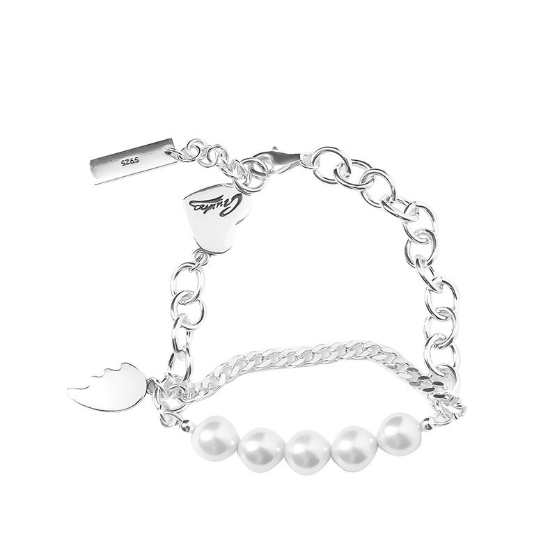Bracciale con lettera d'amore retrò Bracciale con perle a doppio strato
