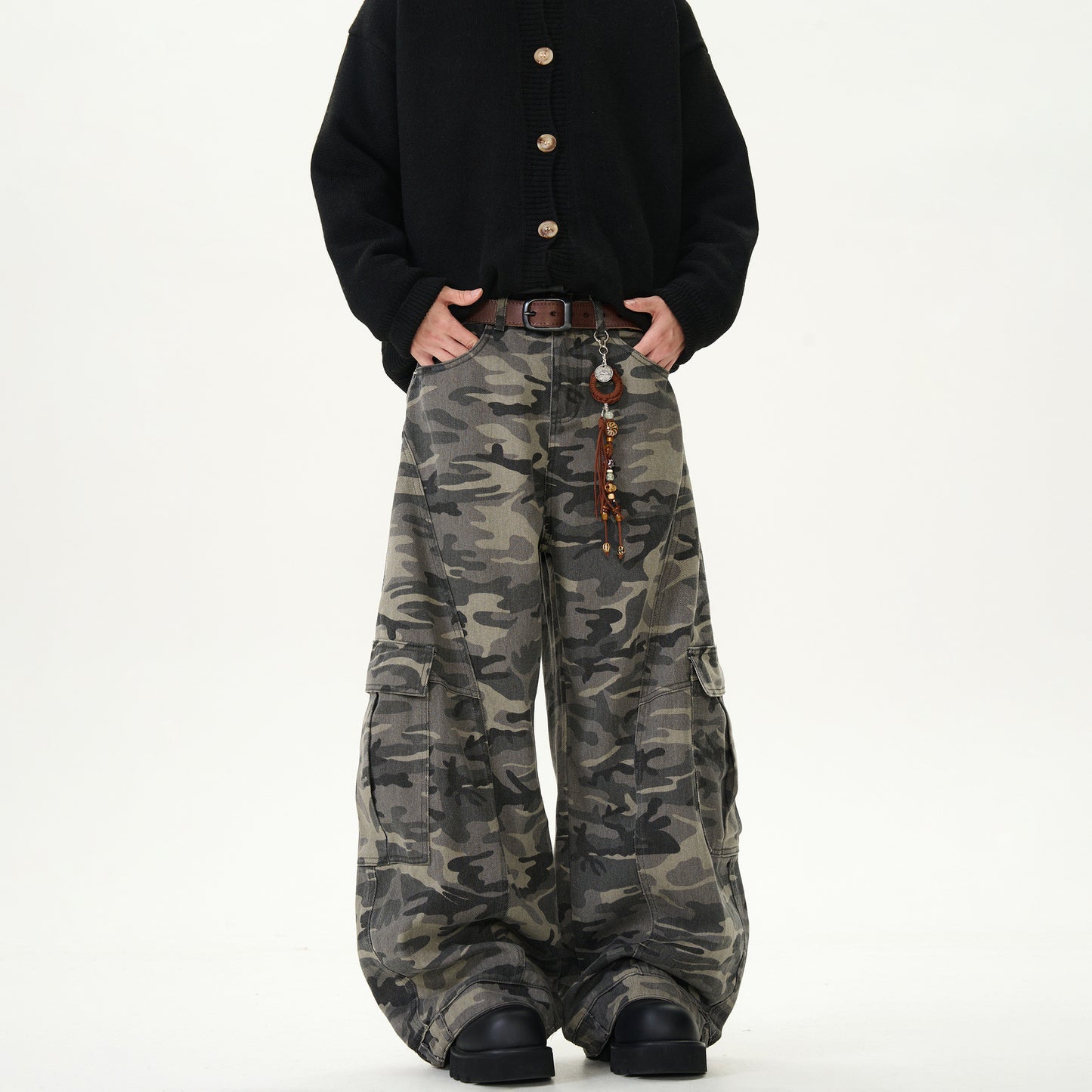 American Fashion Brand Camouflaged Male Loose Casual Retro Machete Jeans