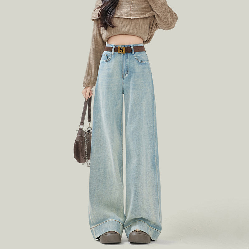 Loose Straight Light Color High Waist Jeans